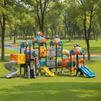 Grand ensemble de jeux d'extérieur pour enfants, parc d'attractions, toboggan en acier et plastique, équipement de jeu extérieur commercial haute capacité