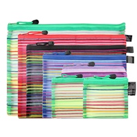 Coloré A4 Document Sac En Plastique Maille Organisateur Pochette Transparent Zipper Fichier Sac
