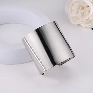 Wholesale New Jewelry Luxury Exaggerated Wide Bangle Stainless Steel Smooth Gold Sliver Adjustable Bracelet For Women