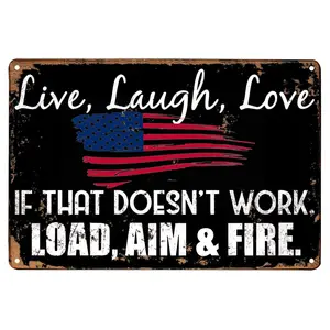 Kustom Live Love tertawa tanda timah logam jika yang tidak bekerja beban tujuan dan api lucu tanda timah Vintage 12x8 inci Dekorasi seni dinding