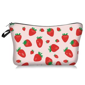Bolsa de Maquillaje de Viaje Personalizada con Diseño de Fresa, Bolsa de PU para Cosméticos con Logotipo, Bolsa de PVC con Cierre, Bolsa Impermeable para Lápices - Product Image 1