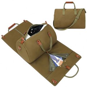 Bolsa de viaje plegable de lujo 2 en 1 con logotipo personalizado de fábrica BSCI, bolsa de lona convertible de cuero impermeable para llevar como equipaje de mano. - Product Image 1
