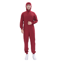 Combinaison de travail professionnelle unisexe rouge bordeaux en polyester extensible 4 directions, anti-poussière, une pièce, avec service OEM