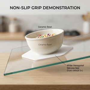 Waterproof BPA Free Reusable Hexagonal Silicone Cup Mat Heat Insulation <b>Table</b> <b>Protector</b> Placemat - Product Image 5