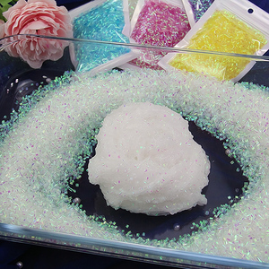 Hengxin 500G Kerst Groene Glitter Hagelslag Hygloss Zachte Pp Rietjes Buis Kralen Bingsu Kralen Glitter Voor Slijm En Ambachten - Product Image 4