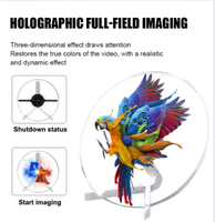 Ventilateur holographique 3D de bureau à 360 degrés avec support de table, affichage holographique LED, contrôle par application Wi-Fi pour comptoir de vente au détail