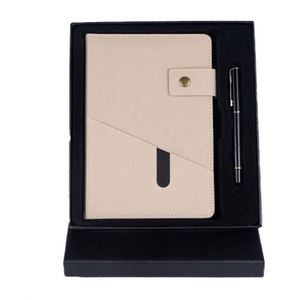 Options de personnalisation pour le branding : Ensemble de carnets à couverture rigide en similicuir avec aimant pour réfrigérateur, motif feuille verte, et stylo inclus - Product Image 6