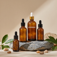 Flacon compte-gouttes en verre à fond épais avec logo personnalisé, 5ml/10ml/15ml/20ml/30ml/50ml/60ml/100ml, marron, pour sérum et huiles essentielles