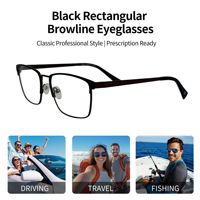 SHIAN SAO30 Monturas de Gafas Ópticas Metálicas Cuadradas para Hombre con Lentes de PC y Logotipo Personalizado para Todas las Formas de Rostro