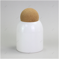 Bocaux à bougies vides en verre transparent légers de qualité supérieure pour la fabrication de bougies, bocaux à bougies de luxe uniques avec couvercles en liège en forme de boule sur le dessus