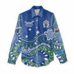 Camisa Informal Personalizada Vintage Australia <span class=keywords><strong>Victoria</strong></span> Dragons Boat para Mujer, Camisa con Estampado Floral de Otoño, Botón de Estilo de Puntos Aborigen Australiano - Product Image 3