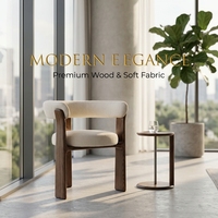 Chaise de salle à manger minimaliste italienne haut de gamme pour usage domestique, fauteuil en bois massif en forme d'arc, style Wabi-sabi, luxe léger, coussin moelleux