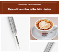 Outil professionnel double tête pour l'art du café latte, aiguille en acier inoxydable avec pointe spirale et cuillère large pour la création de motifs 3D en mousse