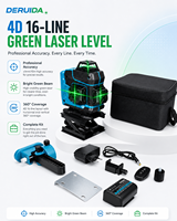 DERUIDA Niveau laser 360° à lignes croisées, auto-nivelant, faisceau vert, rotatif pour intérieur, autres outils