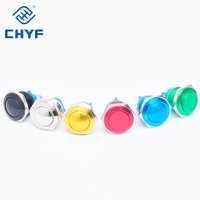 Interrupteur à bouton-poussoir en métal de 16mm, réinitialisation momentanée tête plate/haute ronde à 2 broches 1 pas d'oxydant noir/vert/jaune/rouge/bleu 3A 220V CE