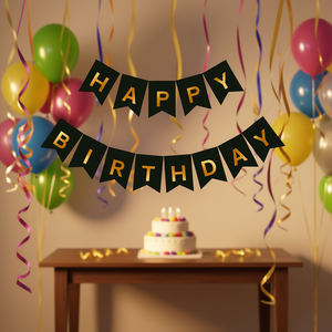 Pancarta de Feliz Cumpleaños con Letras Negras y Doradas, 14 Piezas, 4 Metros, Decoración para Fiesta - Product Image 3