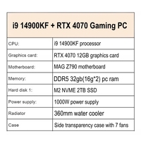 PC de jeu haut de gamme I9 14900KF Z790 32G DDR5 M2 RT4070 Ordinateurs de bureau préassemblés Accessoires Vente en gros Assemblage PC de bureau