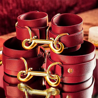 Kit de Jeu de Couple BDSM en Cuir PU, 6 Pièces, Menottes Réglables, Bracelets de Cheville, Contraintes de Lit pour Adultes