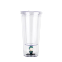 Gobelet isotherme double paroi personnalisé OEM pour café et bubble tea, avec couvercle, pour adultes, portable, en plastique transparent, 500 ml, pour boissons chaudes et froides, écologique