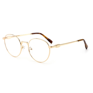 Monturas de gafas redondas con borde completo, color dorado, anti UV, para adultos, unisex, corrección de visión - Product Image 1
