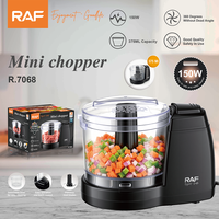 Picadora de Alimentos Eléctrica RAF R.7068, 150W, 750ML, 220-240V, Cuchillas de Acero Inoxidable, Recipiente Extraíble, Control de un Toque para Procesar Carne