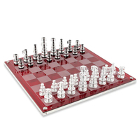 JEU D'ÉCHECS 3D en acrylique de luxe Table basse décorative pièce maîtresse jeu de société en Lucite dorée