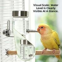 Distributeur d'eau automatique pour oiseaux, type piston, à fixation magnétique sur verre, transparent, pour perruches, ménagères et chinchillas