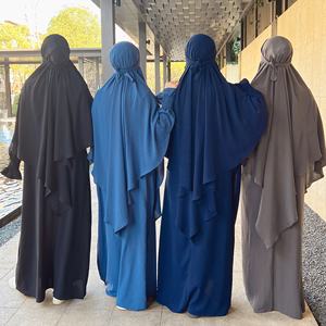 Loriya una capa Khimar largo Hijab mujeres musulmanas una pieza oración Jilbab bufanda islámica Niqab <span class=keywords><strong>Jazz</strong></span> Abaya pañuelo para la cabeza - Product Image 3