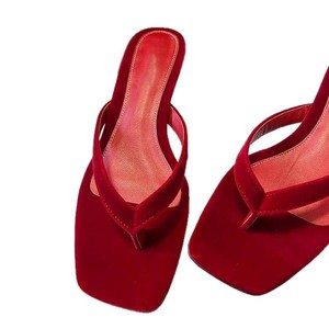Heeled Sandals Women Square Toe Low Block <b>Heel</b> Genuine Leather Slip On Summer Elegant Breathable Solid Color - Product Image 5