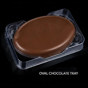 Bandeja ovalada transparente desechable de PET para chocolate, venta al por mayor de fábrica, bandeja de plástico de grado alimenticio con cavidades personalizadas para dulces y azúcar - Product Image 1