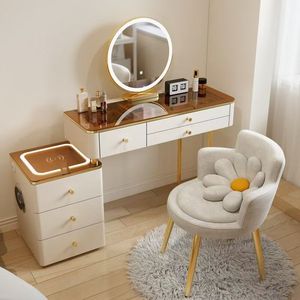 American <b>Light</b> Luxury Intelligent Corner Dressing Table, Wireless Charging High-End Vanity for Bedroom & Small Space - Product Image 1