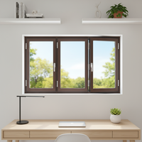 Ventana Plegable de Aleación de Aluminio, Horizontal, Doble Acristalamiento, Insonorizada, Resistente al Viento, Tamaño Personalizado, para Balcón, Terraza, Porche, Estilo Minimalista