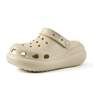 Women's Puff <b>Clogs</b> Summer Thick Soled Closed Toe Sandals Breathable Odor Resistant EVA Couple Beach Shoes Pink Black Khaki White - Product Image 5