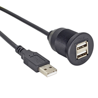 Port USB encastré pour tableau de bord de voiture 1 mâle à 2 femelle câble d'extension pour tableau de bord marin de voiture Ports de chargeur USB Entrée audio CarPlay