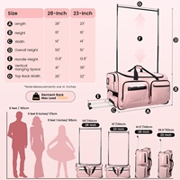 Valise de voyage pliable avec séparateur de roulettes personnalisable ROHS, pour vêtements, danse jazz, wushu, ballet, costumes