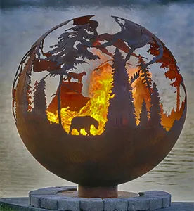 Esfera de acero Corten de Brazier de fuego globo de acero Corten de fuego quemador