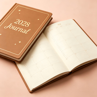 Carnet de notes A5 à couverture rigide 2028, agenda quotidien personnalisé marron, papeterie, cadeau