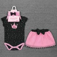 Vente en gros de vêtements d'été de haute qualité pour bébé, combinaison décontractée à manches courtes, 3 ensembles