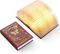 Lampe de table portable rechargeable USB en forme de livre bleu avec LED, couverture gaufrée à la feuille d'or, idéale pour les anniversaires, vente en gros OEM