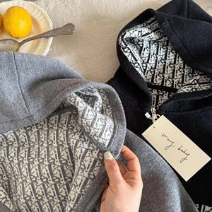 어린이 스웨터 2025 스퀸트 봄 신상 남녀 공용 후드 자카드 가디건 아기 지퍼 울 코트 - Product Image 2