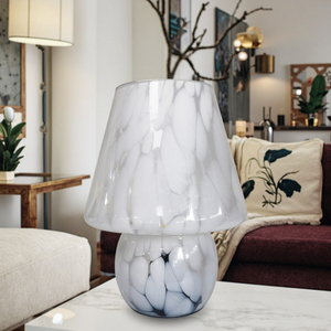 Modern Vintage Design <strong>Leopard</strong> Glass Striped Table <strong>Lamp</strong> E26 Base Translucent Bedside Night Light Battery Powered Novelty Shade - Product Image 3