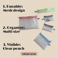 Sac de rangement transparent en maille avec fermeture éclair, personnalisé avec logo, étanche, grande capacité, pour étudiants et bureau, vente en gros