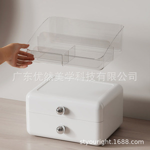 Cosmetic Storage <b>Box</b> Desktop Drawer Organizer Multifunction <b>Makeup</b> Holder With Clear Lid And Dividers For Skincare And Lipstick - Product Image 5