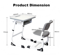 Ensemble chaise et bureau d'école réglable en acier et MDF, confortable et écologique, prix usine, pour étudiants