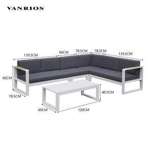 طقم أريكة خارجية فاخرة من الفولاذ بسعر المصنع، أثاث فناء من الألومنيوم، أريكة حديقة خارجية معدنية - Product Image 2