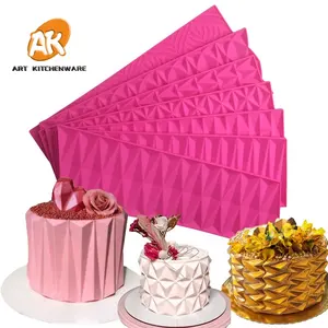 AK Silicone Molds Fondant Cake Molds Origami Lace Mat Diamond Design Border Decorating Tools Sugarcraft Bakeware