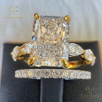 Bague en or blanc massif 18K 14K avec diamant taille Radiant DEF VVS, bijoux de mode, bagues imposantes, cadeau de Noël pour hommes et femmes