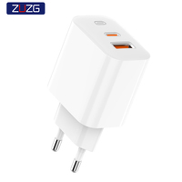 Chargeur mural USB Type-C à charge rapide ZUZG PD 35W QC3.0 avec emballage de vente au détail blanc ignifuge, modèle ZC-208EU pour téléphones mobiles