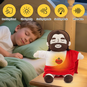 耶稣救世主毛绒玩偶，带有耶稣之心，舒缓的呼吸声，柔软的水洗棉被玩具 - Product Image 5