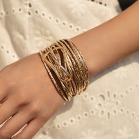 SZ00374 Bracelet Bohème Multicouche en Cordon de Cuir pour Femme, Boucle Magnétique, Bijou Géométrique, Vente en Gros